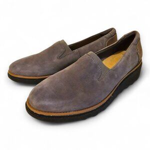 Clarks Sharon Dolly Women's Loafer Shoes Grey Suede Ultimate Comfort Size 9.5M